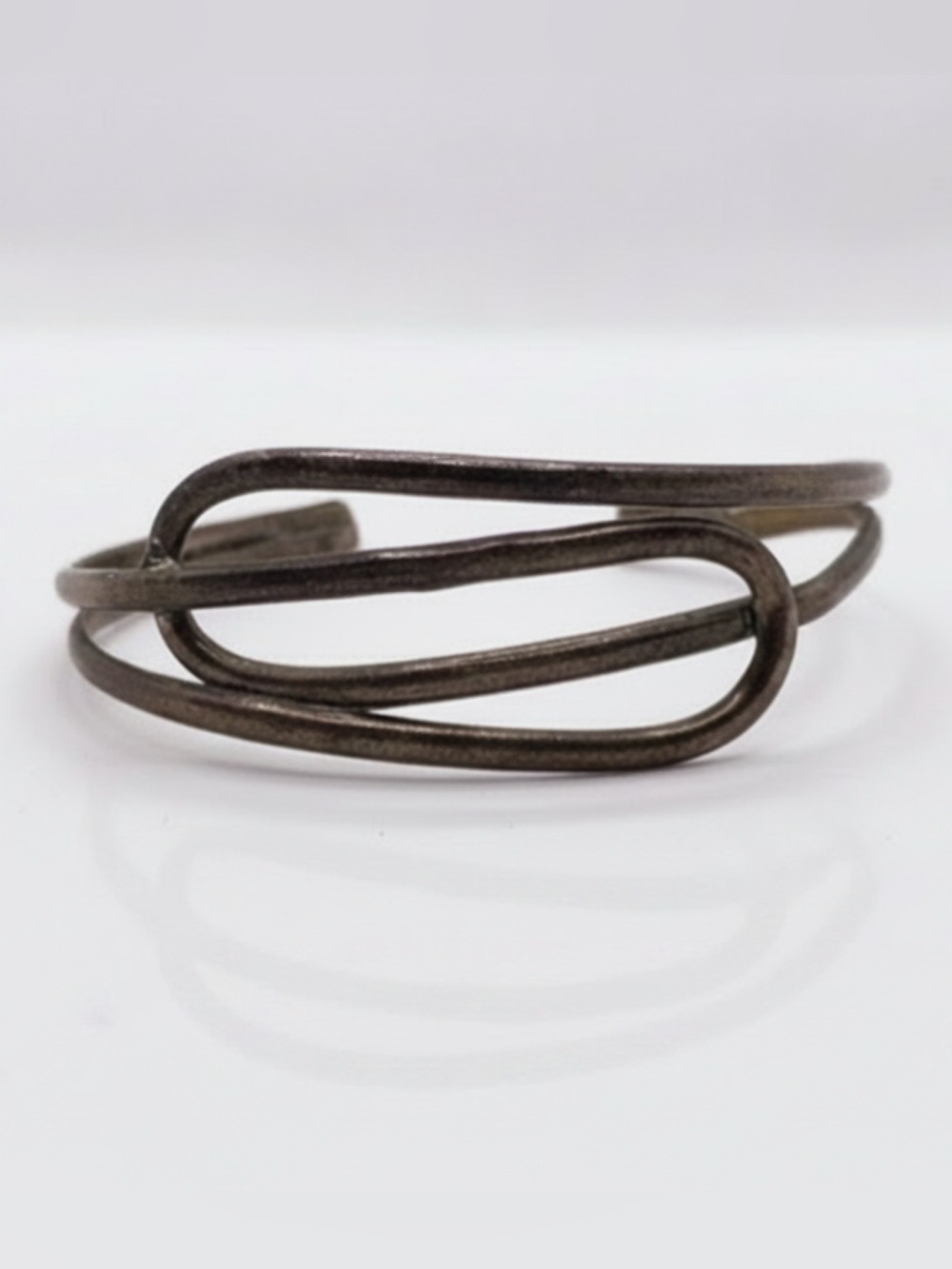 Vintage Mexico 95% Pure Silver Modernist Wire Cuff Bracelet Verified 14.7g
